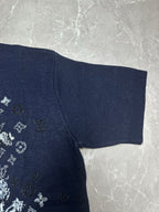 Louis Vuitton navy short-sleeve T-shirt with visible side seam and textured knit hem