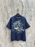 Louis Vuitton navy short-sleeve crewneck T-shirt with large white graphic print