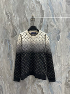 Monogram crewneck sweater with black base and light speckle ombre