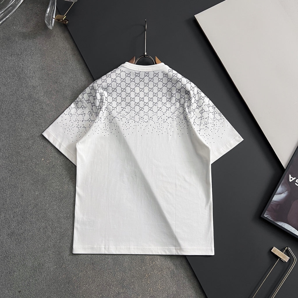 Gucci short-sleeve T-shirt, white GG monogram pattern and crew neck