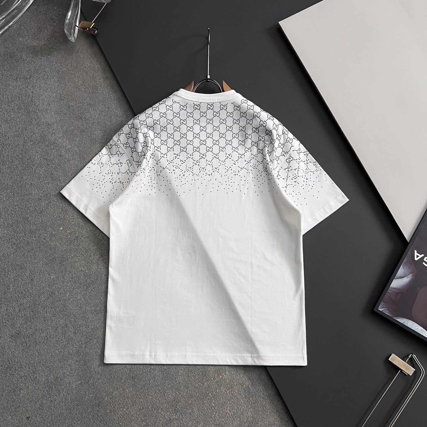 Gucci short-sleeve T-shirt, white GG monogram pattern and crew neck