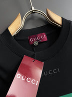 Black short-sleeve T-shirt neckline with Gucci tag
