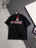 Black short-sleeve T-shirt with multicolor stripe and green Puma graphic