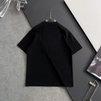 Black short-sleeve T-shirt on hanger