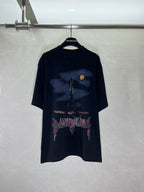 Balenciaga graphic T-shirt, dark navy crewneck with multicolor front artwork