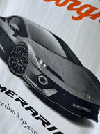 Light blue T-shirt with black Lamborghini car and RACING graphic