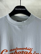 Light blue short-sleeve T-shirt neckline with BALENCIAGA neck tag