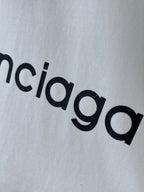 White T-shirt with Balenciaga wordmark print in black letters