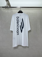 White T-shirt with Balenciaga logo and large back graphic, short sleeves