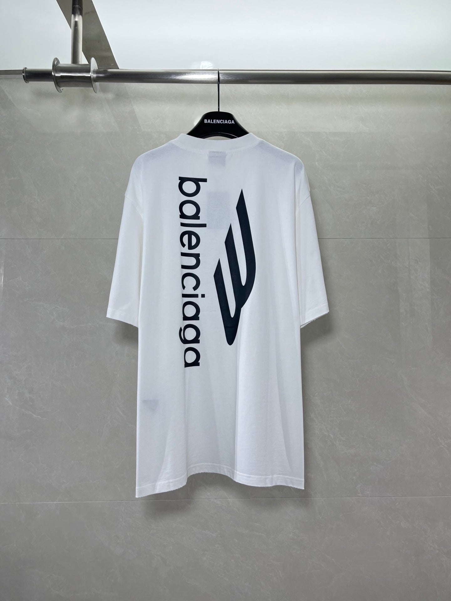 White T-shirt with Balenciaga logo and large back graphic, short sleeves