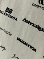 Close-up fabric showing Balenciaga and balenciaga text-style prints