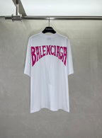 Balenciaga white T-shirt with magenta “BRAZIL” lettering and landscape graphic