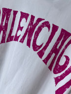 Balenciaga T-shirt close-up with magenta “BRAZIL” lettering