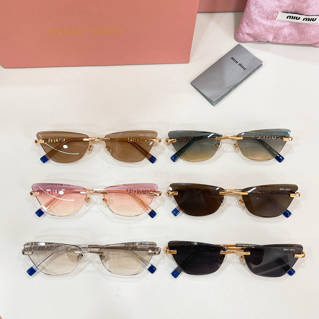 Set of MiuMiu cat-eye glasses, mixed frames with brown, black, and clear lenses