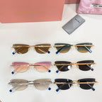 Set of MiuMiu cat-eye glasses, assorted frames with blue temple tips and tinted lenses