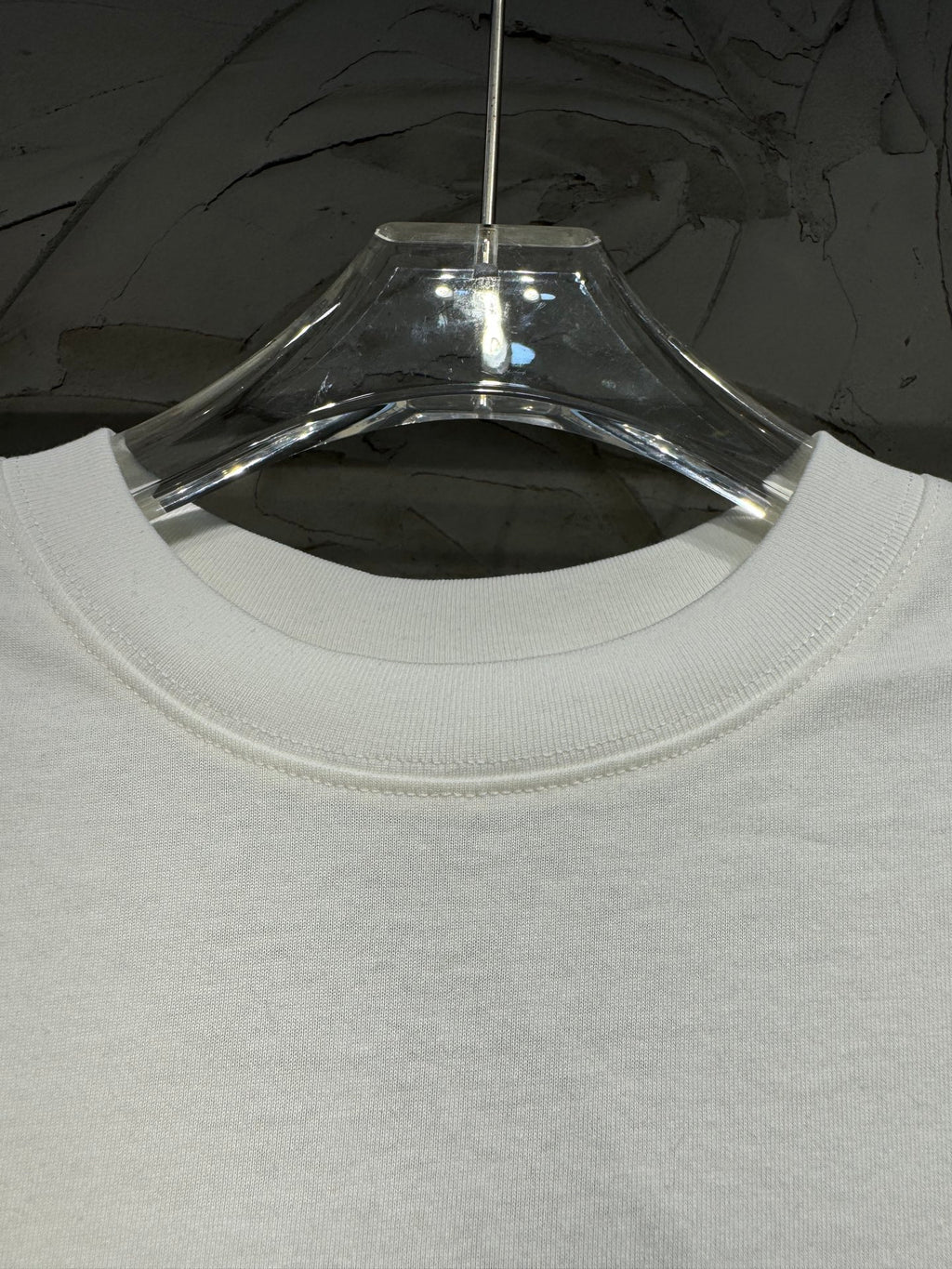 White Balenciaga T-shirt crew neck collar on knit fabric