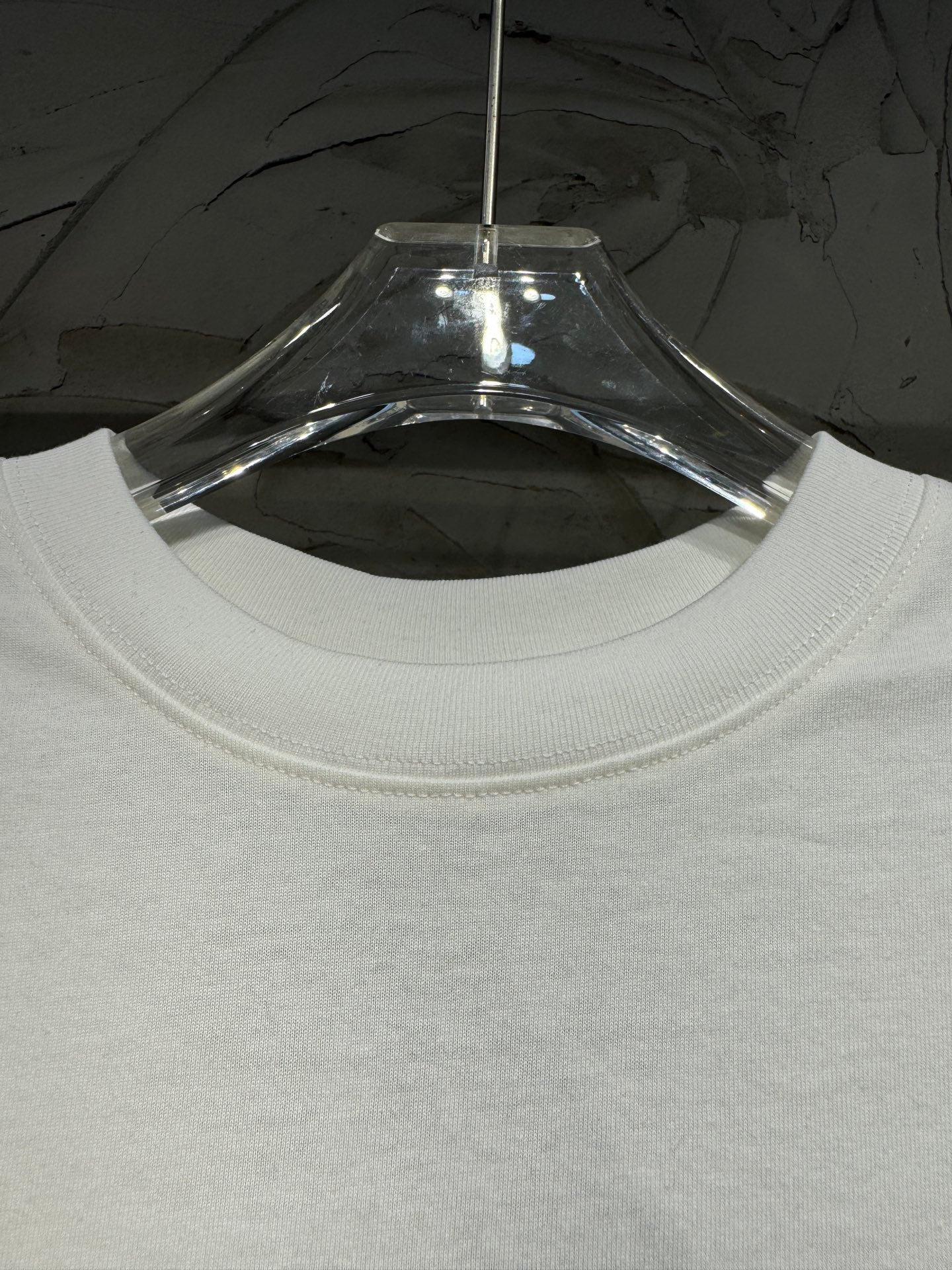 White Balenciaga T-shirt crew neck collar on knit fabric