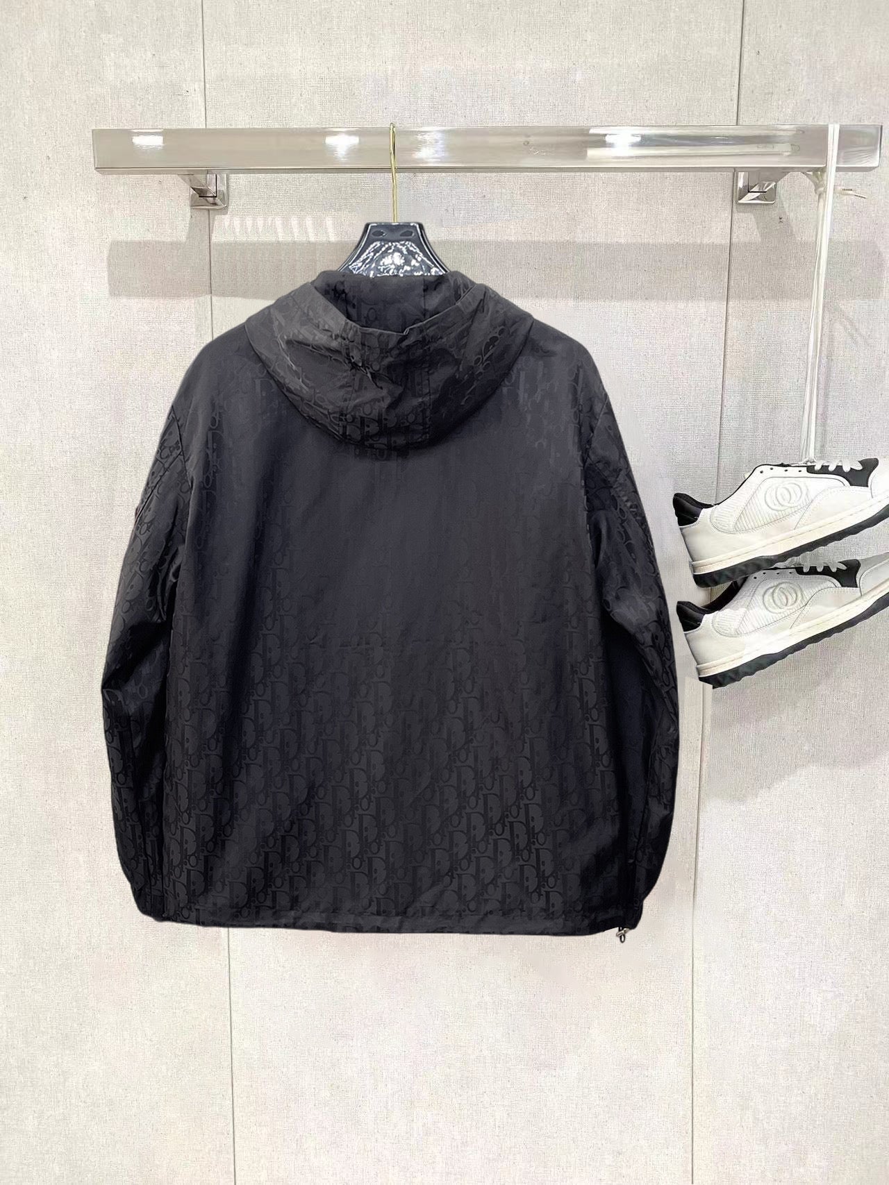 Dior hooded jacket, dark color with hood and full back view