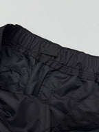 Prada black cargo shorts close-up of rear waistband and center seam