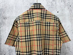 Burberry plaid short-sleeve shirt, back view with yoke and rear collar