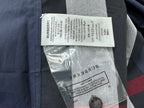 Burberry size and care labels on plaid shirt collar lining