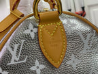 Louis Vuitton monogram bag with tan leather top emblem and gold trim