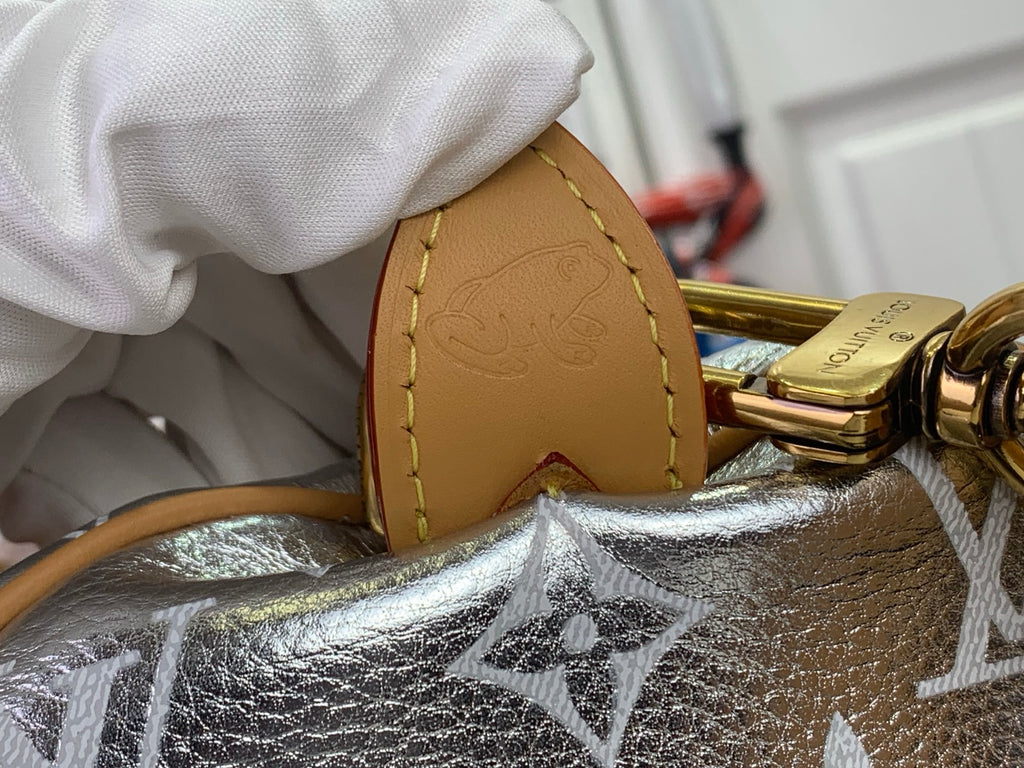 Louis Vuitton bag strap and monogram canvas panel with tan leather trim