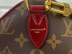 Louis Vuitton bag, red leather strap with gold clasp and LV Paris stamp