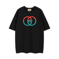 Black Gucci short-sleeve T-shirt with multicolor logo front