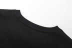 Black T-shirt crew neck with ribbed collar detail