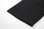 Black short-sleeve T-shirt hem and sleeve cuff detail