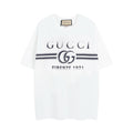 White Gucci short-sleeve T-shirt with large front GUCCI Firenze 1921 graphic