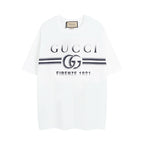 White Gucci short-sleeve T-shirt with large front GUCCI Firenze 1921 graphic