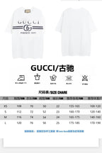White Gucci T-shirt front and back views with size chart