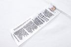White T-shirt interior neck label with care and size text