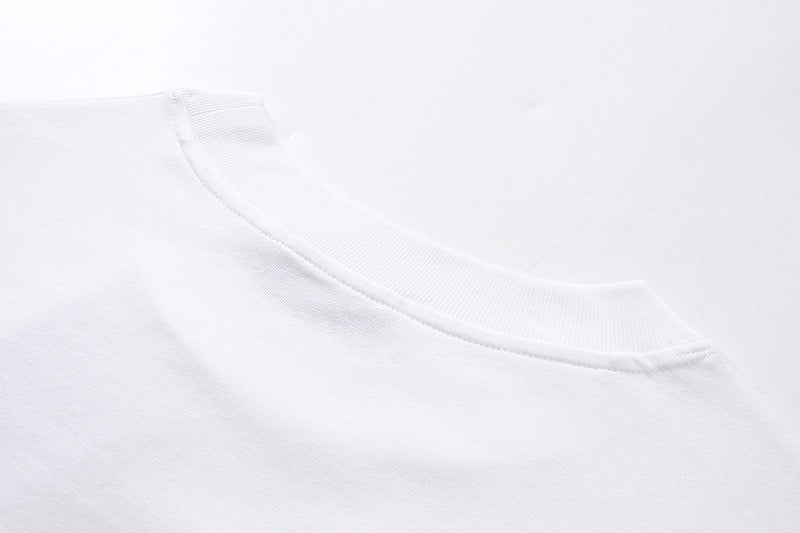 White T-shirt crew neck with collar seam
