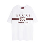 White Gucci T-shirt with large GUCCI Firenze 1921 logo print