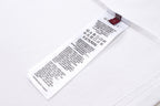 White T-shirt with interior care label and barcode tag