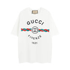 White Gucci short-sleeve T-shirt with front “GUCCI FIRENZE 1921” graphic