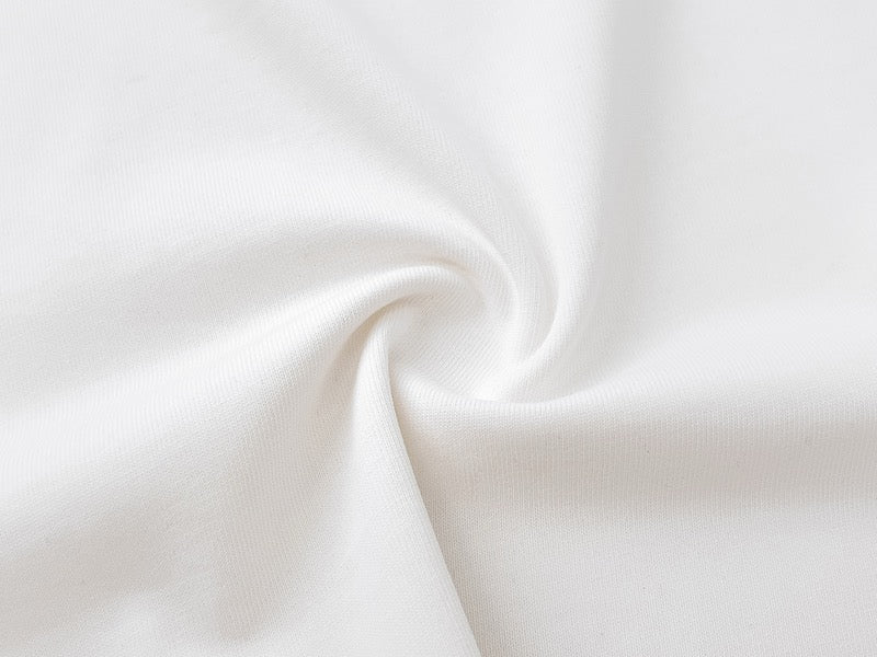 White T-shirt fabric with visible smooth knit texture