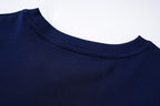 Navy crewneck T-shirt with ribbed collar