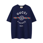 Navy short-sleeve T-shirt with Gucci Firenze 1921 graphic