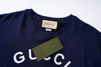 Navy T-shirt neckline with Gucci size tag