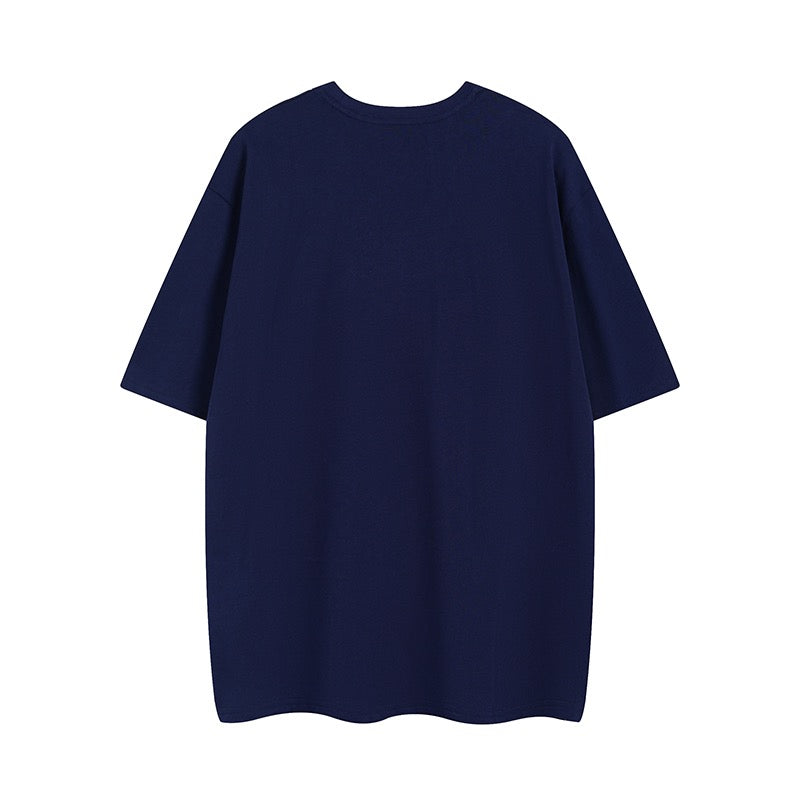 Navy short-sleeve T-shirt, plain back