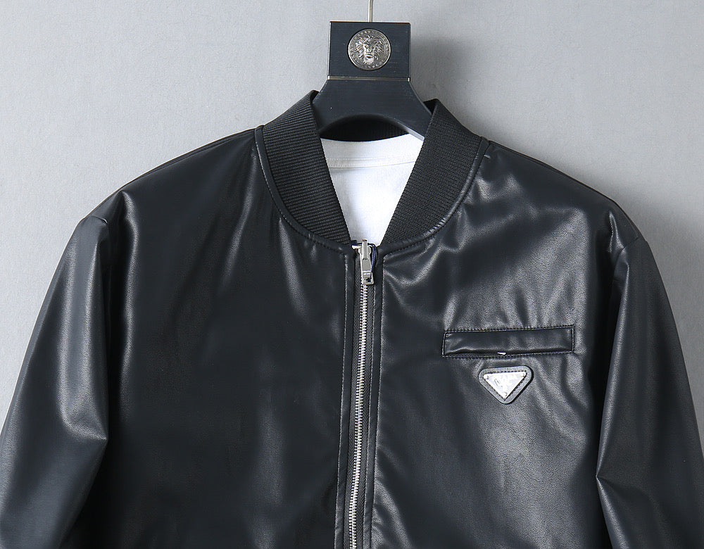 Prada sleeveless jacket on hanger with zipper and chest logo