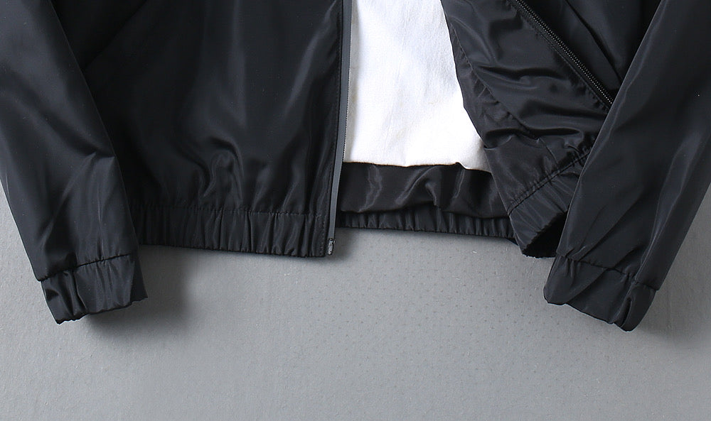Prada long jacket hem with elastic cuffs and partial white inner lining