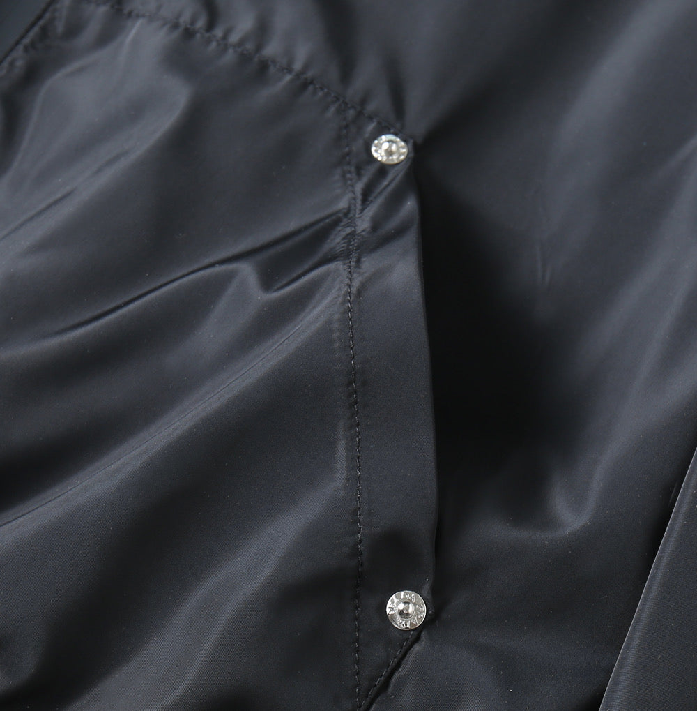 Prada long jacket front placket with snap buttons