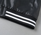 Prada leather jacket ribbed cuff with black and white striped band
