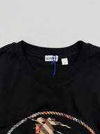 Black crewneck T-shirt neckline with inner Burberry label
