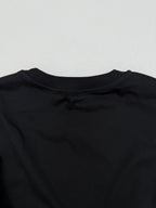 Black short-sleeve T-shirt back neckline with crew collar stitching